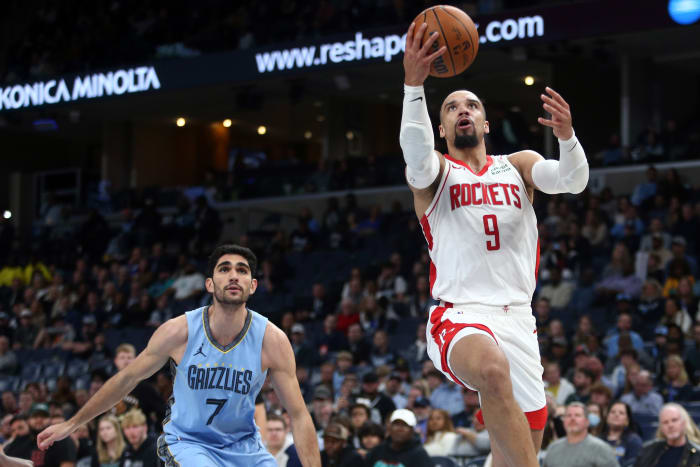 Rockets forward Dillon Brooks (9) drives to the basket during the second half against the Memphis Grizzlies at FedExForum.
